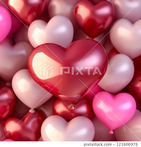 Heart shaped ballons. Valentine's day background. Love banner Heart shaped ballons. Valentine's day background. Love banner 121606978