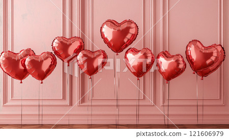 Heart shaped ballons. Valentine's day background. Love banner Heart shaped ballons. Valentine's day background. Love banner 121606979
