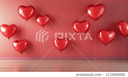 Heart shaped ballons. Valentine's day background. Love banner Heart shaped ballons. Valentine's day background. Love banner 121606980