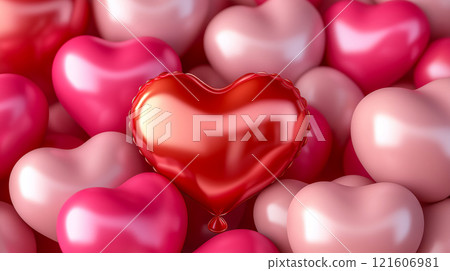 Heart shaped ballons. Valentine's day background. Love banner Heart shaped ballons. Valentine's day background. Love banner 121606981