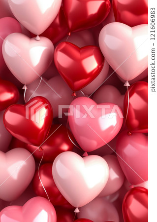 Heart shaped ballons. Valentine's day background. Love banner Heart shaped ballons. Valentine's day background. Love banner 121606983