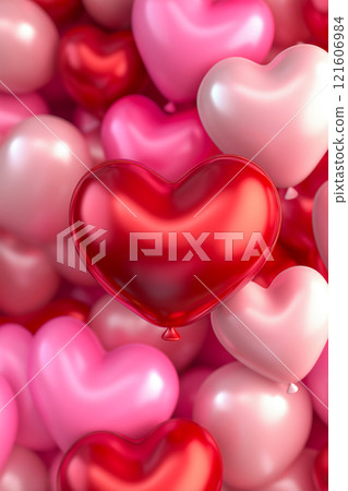 Heart shaped ballons. Valentine's day background. Love banner 121606984