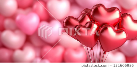 Heart shaped ballons. Valentine's day background. Love banner 121606986