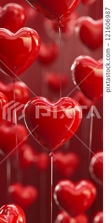 Heart shaped ballons. Valentine's day background. Love banner 121606987