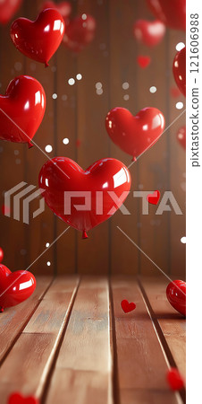 Heart shaped ballons. Valentine's day background. Love banner Heart shaped ballons. Valentine's day background. Love banner 121606988