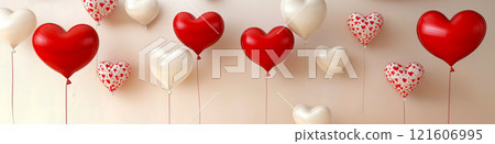 Heart shaped ballons. Valentine's day background. Love banner Heart shaped ballons. Valentine's day background. Love banner 121606995