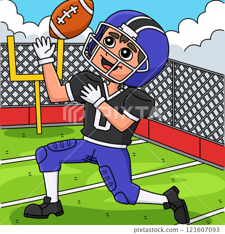 American Football Touchdown Pass Colored Cartoon 121607093