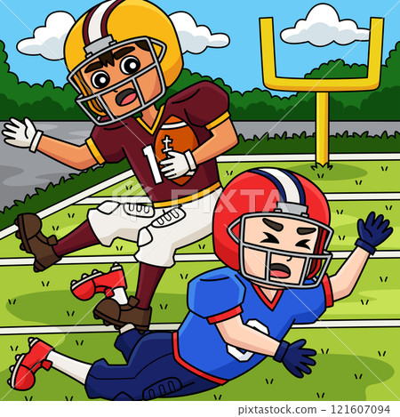 American Football Player Evading Tackle Colored  121607094