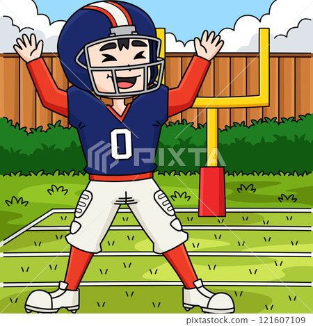 American Football Player Celebrating Colored  121607109