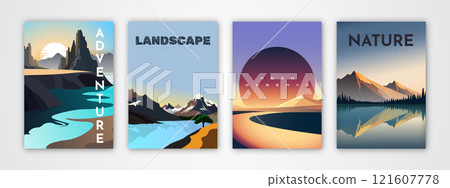cover with a background of natural mountain landscape views cover with a background of natural mountain landscape views 121607778