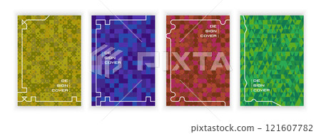Set of modern abstract covers, geometric shapes patterns 121607782