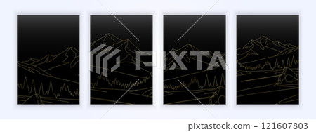 Cover Nature Landscape Simple design, line art style, background of mountains illustration 121607803