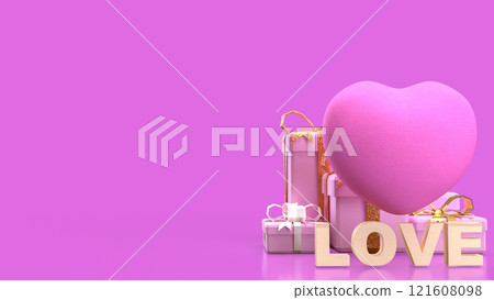The Hearth and love text for valentine or wedding concept 3d rendering. 121608098