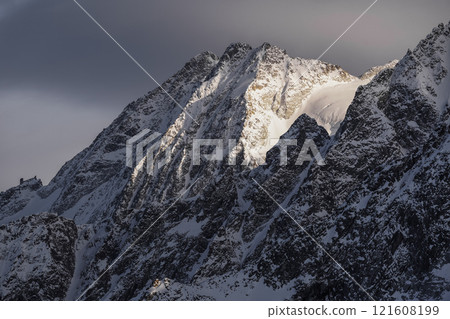 Panoramic view of mountains near Passo Tonale, Ponte di Legno, Italy. 121608199