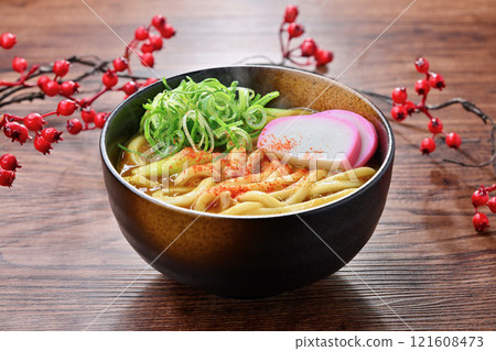 註）蒸氣是合成的。咖哩烏龍麵，烏龍麵，咖哩味，冬季菜餚。 121608473