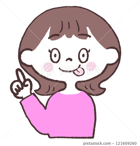 Front view illustration of a woman pointing at something she wants to eat Front view illustration of a woman pointing at something she wants to eat 121609260