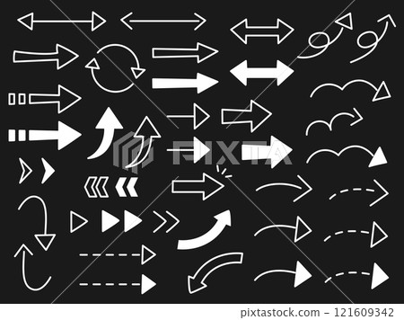 一組簡單易用的箭頭插畫-白色箭頭版 121609342
