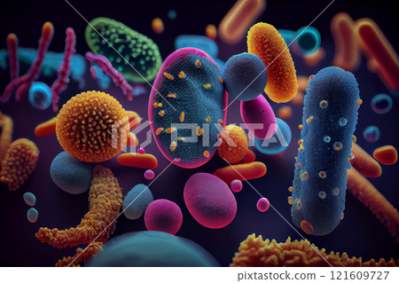 Moraxella catarrhalis bacteria, 3D illustration. Gram-negative aerobic bacterium, diplococcus, causes infections of respiratory system, central nervous system, middle ear, eye and joints 121609727