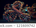 Active nerve cells and DNA, 3d rendering 121609742