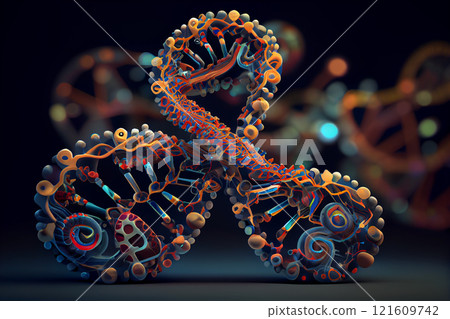 Active nerve cells and DNA, 3d rendering Active nerve cells and DNA, 3d rendering 121609742