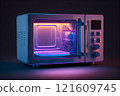 Microwave oven on black background 121609745