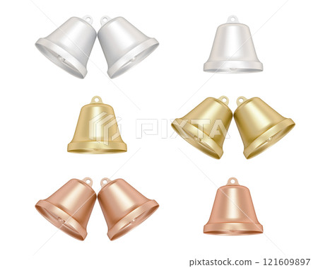 Traditional Christmas decoration gold, bronze and silver bell Traditional Christmas decoration gold, bronze and silver bell 121609897