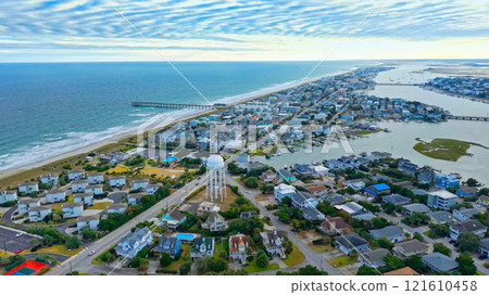 Wrightsville Beach in Wilmington North Carolina aerial view Wrightsville Beach in Wilmington North Carolina aerial view 121610458