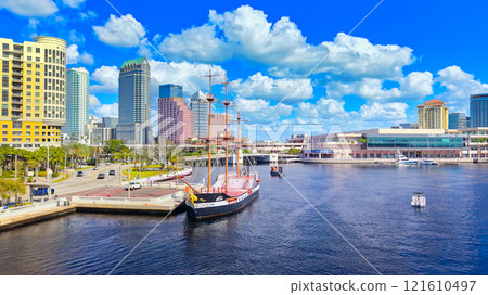 Sailing ship in downtown Tampa 121610497