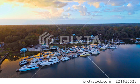 Isle of Hope Marina at Savannah Georgia - aerial view Isle of Hope Marina at Savannah Georgia - aerial view 121610523