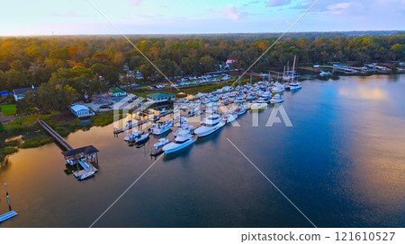 Isle of Hope Marina at Savannah Georgia - aerial view 121610527