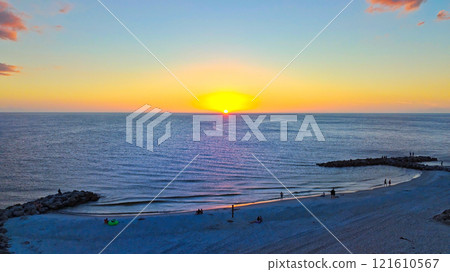 Sunset over St Petes Beach in Florida aerial view 121610567