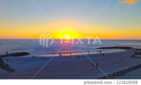 Sunset over St Petes Beach in Florida aerial view 121610588