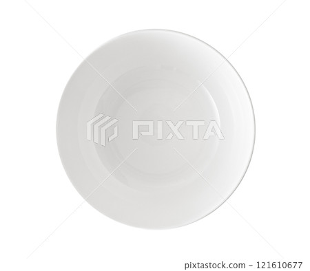 Isolated single white circle dish utensil on transparent background 121610677