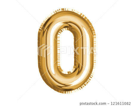 Gold number zero air balloon for baby shower celebrate decoration party on transparent background 121611082