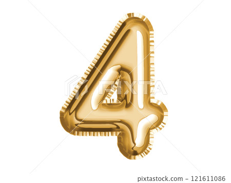 Gold number four air balloon for baby shower celebrate decoration party on transparent background Gold number four air balloon for baby shower celebrate decoration party on transparent background 121611086