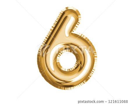 Gold number six air balloon for baby shower celebrate decoration party on transparent background Gold number six air balloon for baby shower celebrate decoration party on transparent background 121611088