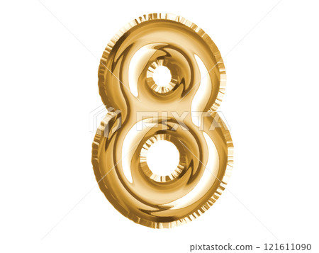 Gold number eight air balloon for baby shower celebrate decoration party on transparent background 121611090