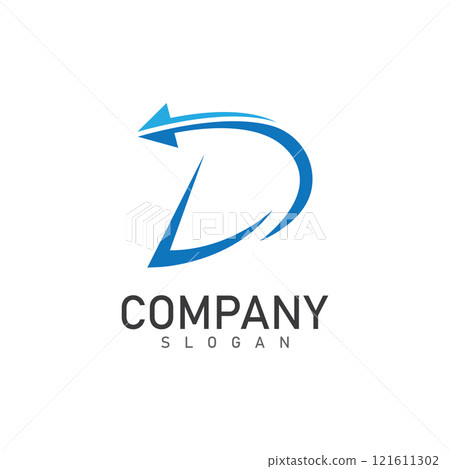 d letter with arrow logo and symbol vector illustration icon 121611302
