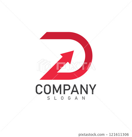 d letter with arrow logo and symbol vector illustration icon 121611306