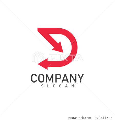 d letter with arrow logo and symbol vector illustration icon 121611308