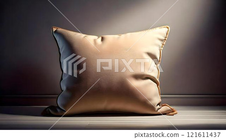 Plain colored cushion in clear glass in a minimalist setting, with soft shadows against a neutral background. 121611437