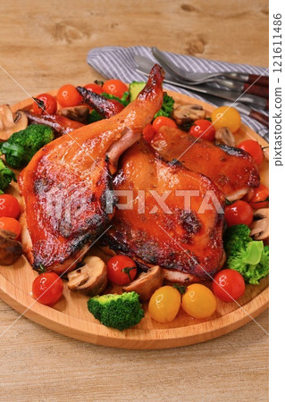 自製聖誕烤雞、烤腿、聖誕雞和照燒帶骨雞腿。 121611486