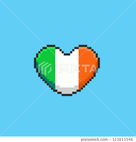 Pixel art Heart Ireland Flag game asset design 121611548