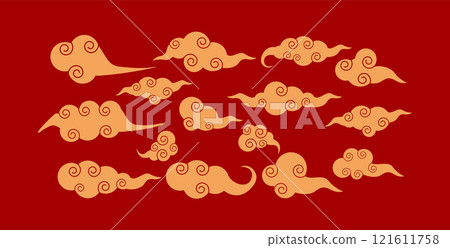 chinese traditional gold ornament, chinese new year decoration design in red, gold colors for card, banner chinese traditional gold ornament, chinese new year decoration design in red, gold colors for card, banner 121611758