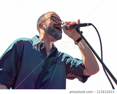 Male singer singing passionately 121612023
