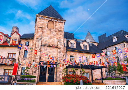 medieval European stone city in French village in Ba Na Hills Park in Da Nang in Vietnam medieval European stone city in French village in Ba Na Hills Park in Da Nang in Vietnam 121612027