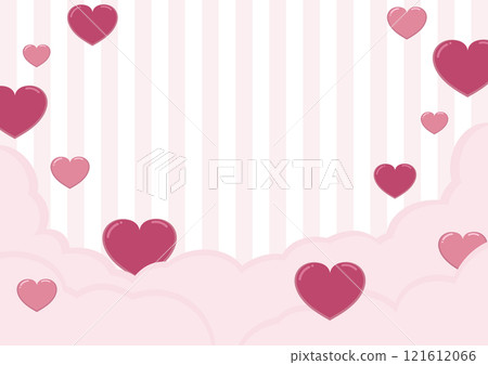 valentine's day background pink line stripe with heart shape elements and clouds vector illustration 121612066