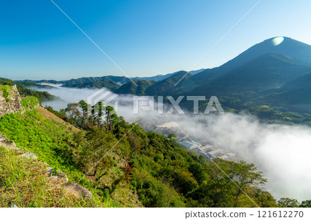 【日本名城百選】秋日清晨的津和野城、從島根縣嘉子郡津和野町三十劍台4號看到的雲海和青野山 【日本名城百選】秋日清晨的津和野城、從島根縣嘉子郡津和野町三十劍台4號看到的雲海和青野山 121612270