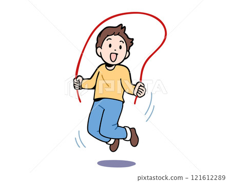 A boy who jumps rope 121612289