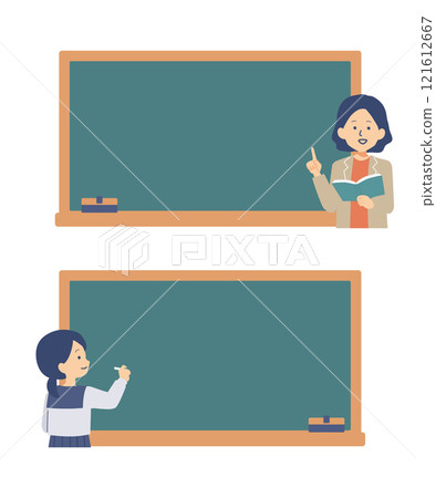 School blackboard and people illustration 121612667